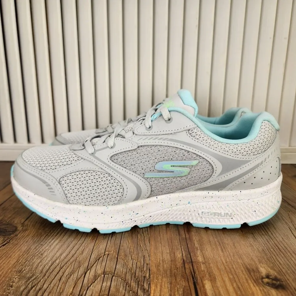 Skechers Go Run Consistent Vivid Horizon Womens 8 Gray Blue Running Shoes 128285